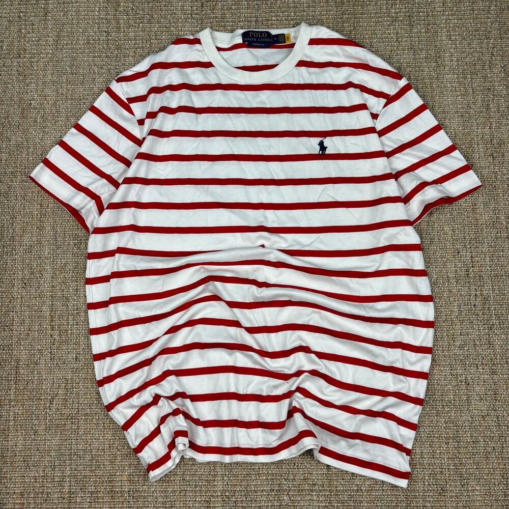 🐴 Polo Ralph Lauren Classic Fit Stripe Tee | Size M | White Red